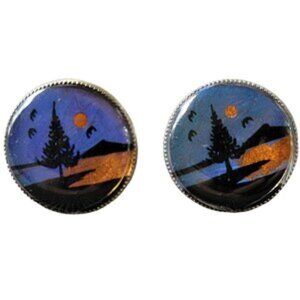 Mid Century Butterfly Wing Round Screwback Earrings